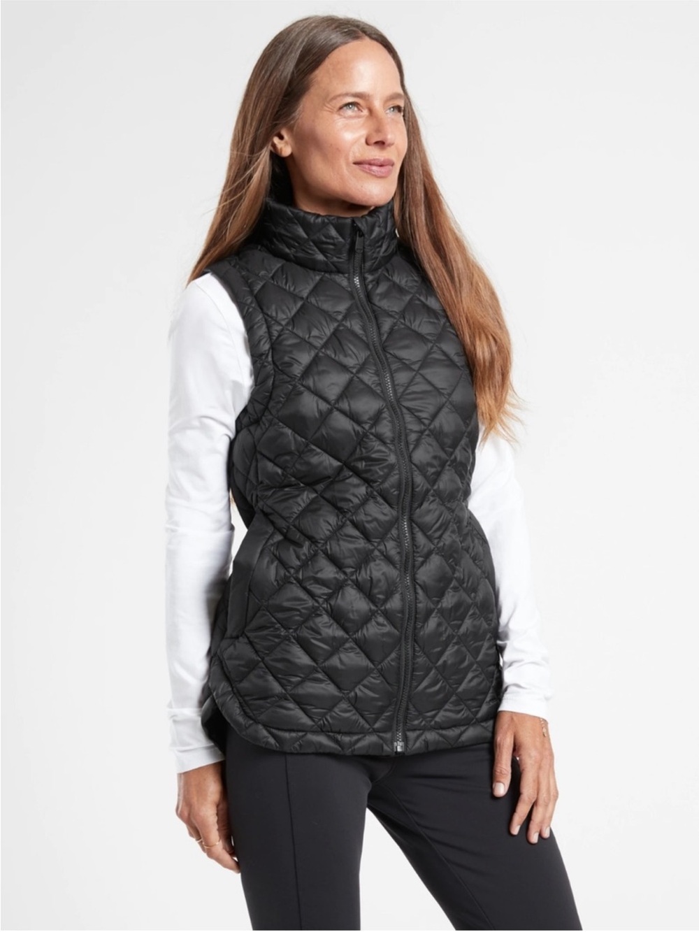 Athleta Women’s Puffer Vest Size XS Whisper Featherless Quilted Black NWT